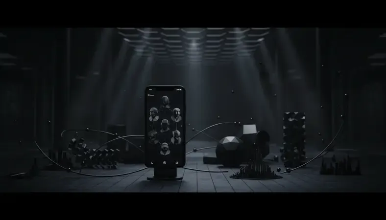 Modern smartphone displaying various AI character avatars on screen with digital interface elements