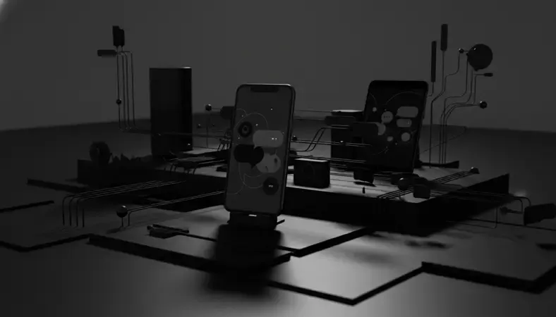 Modern smartphone displaying various AI chatbot interfaces with speech bubbles