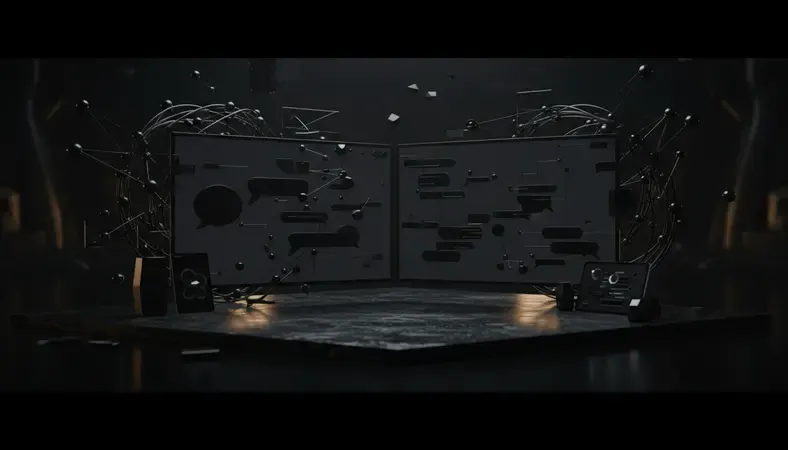 Split screen showing different AI chat interfaces with conversation examples