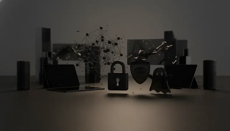 Digital security icons and privacy symbols representing AI chat safety considerations