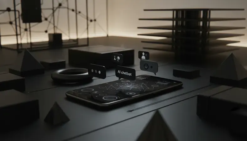 Modern smartphone displaying various AI chatbot interfaces with conversation bubbles and digital assistant icons