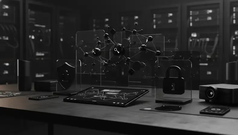 Digital privacy and security icons with AI chat interface