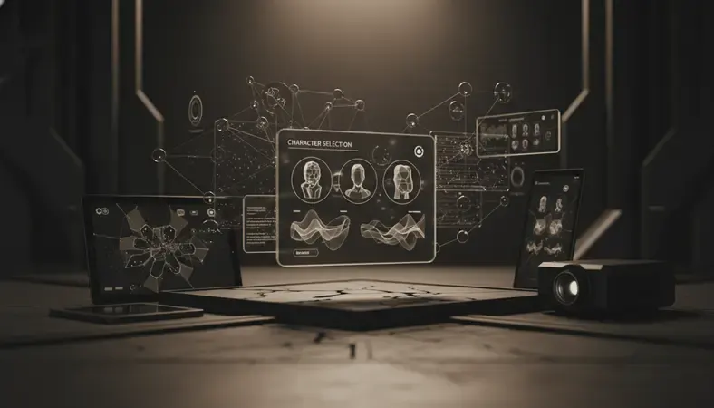 User interface showing character selection screen with various personality options and conversation starters