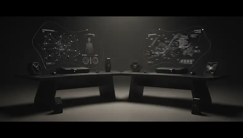 Split screen showing character creation interface and active conversation