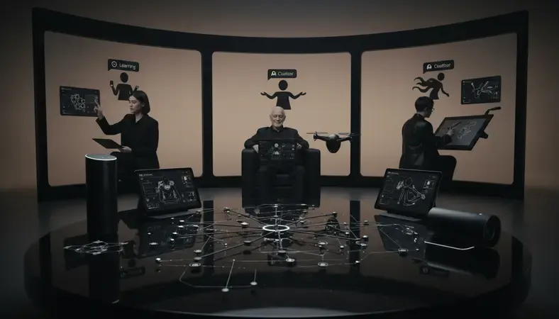 Collage showing different people using AI chatbot characters for various purposes - learning, companionship, and creative work