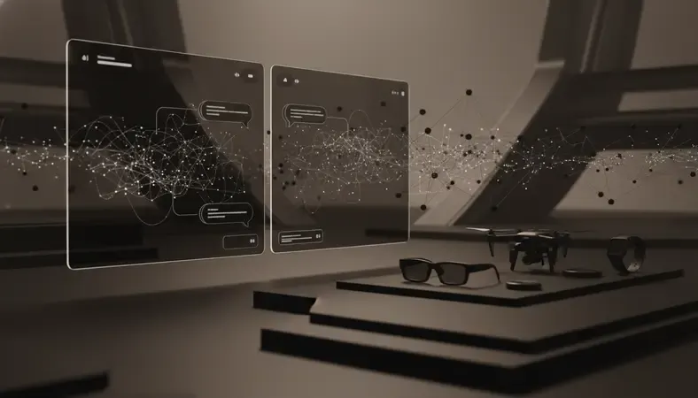 Split screen showing different AI chat interfaces with conversation examples