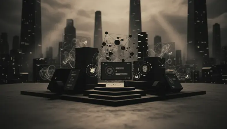 Digital privacy and security icons with AI chat interface