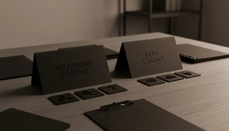 Side-by-side comparison of different chatbot types with features and capabilities