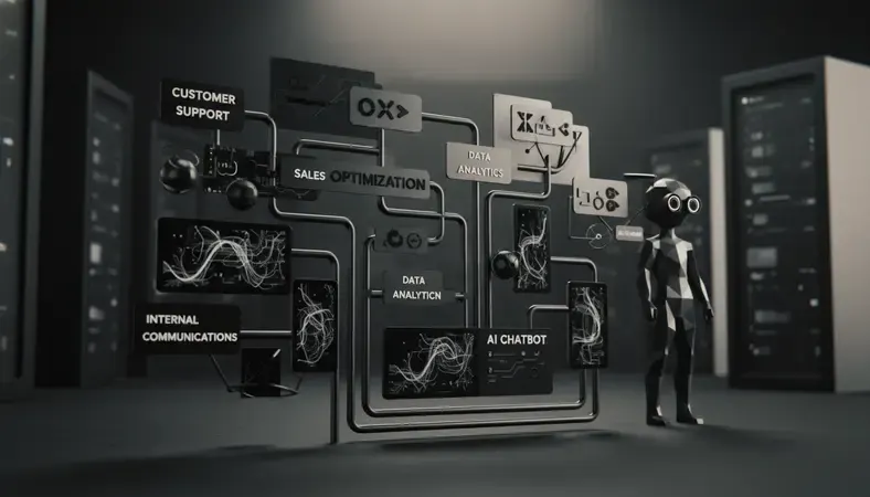 Decision flowchart showing steps to choose the right AI chatbot for different business needs