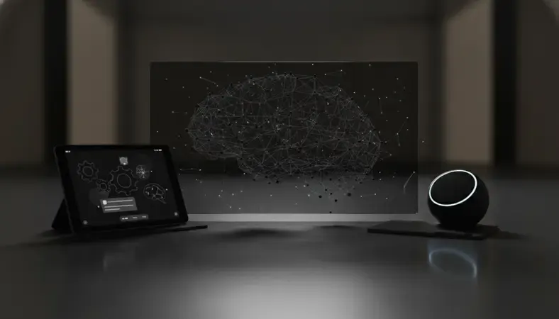 Modern AI chatbot interface displaying conversation bubbles and artificial intelligence symbols