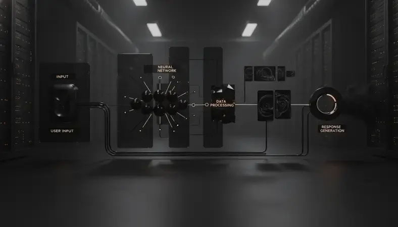 Flowchart showing AI chatbot processing pipeline from user input to response generation