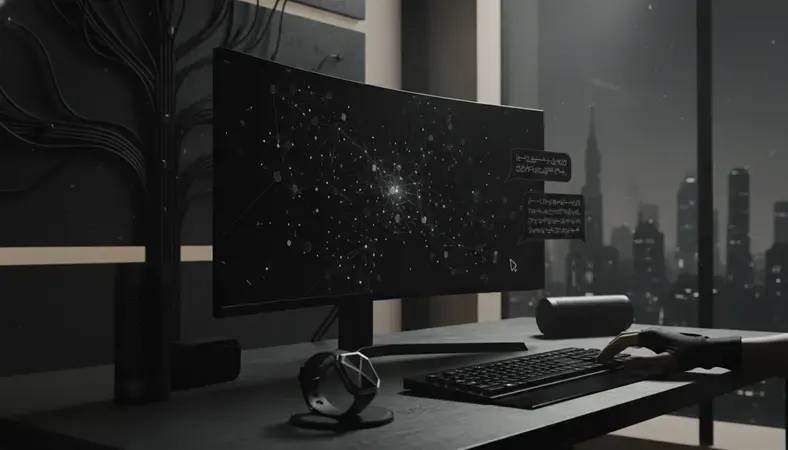 Computer screen showing AI chat interface with clear conversation examples and user typing