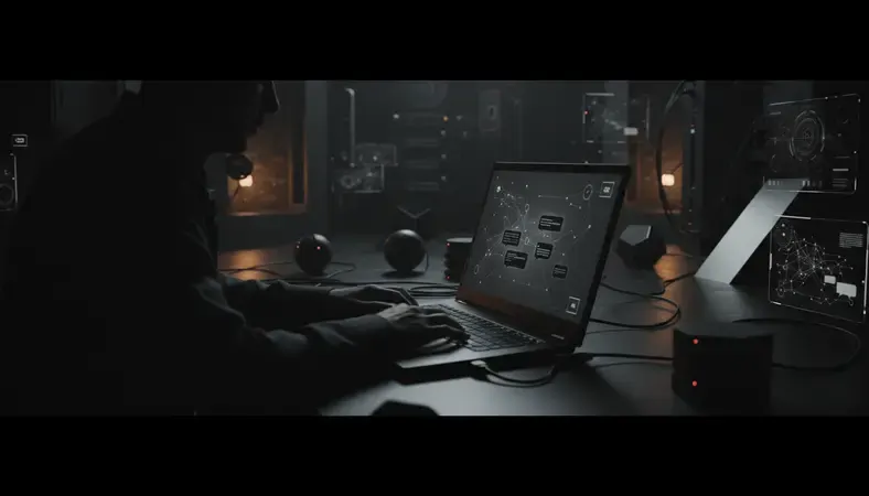 Person using laptop with AI chatbot interface on screen