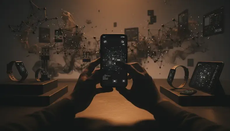 Close-up of hands typing on phone with AI chat conversation visible on screen