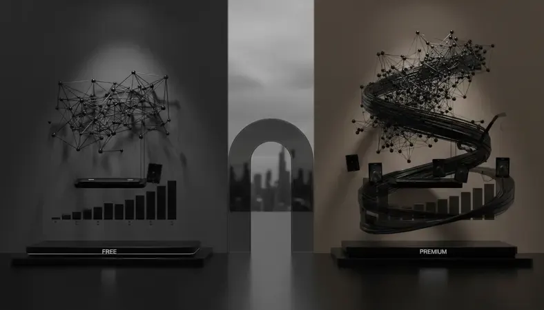 Side-by-side comparison showing free vs premium AI chat interface features