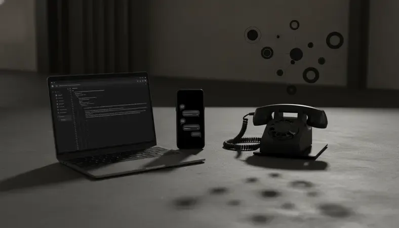 Side-by-side visual of AI chatbot interface versus traditional customer service phone support