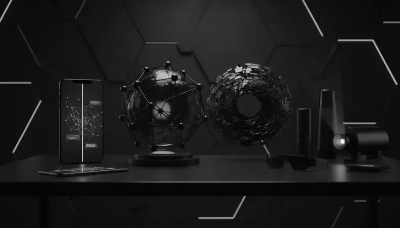Split-screen showing various AI chatbot interfaces on a smartphone screen with a neon aesthetic background