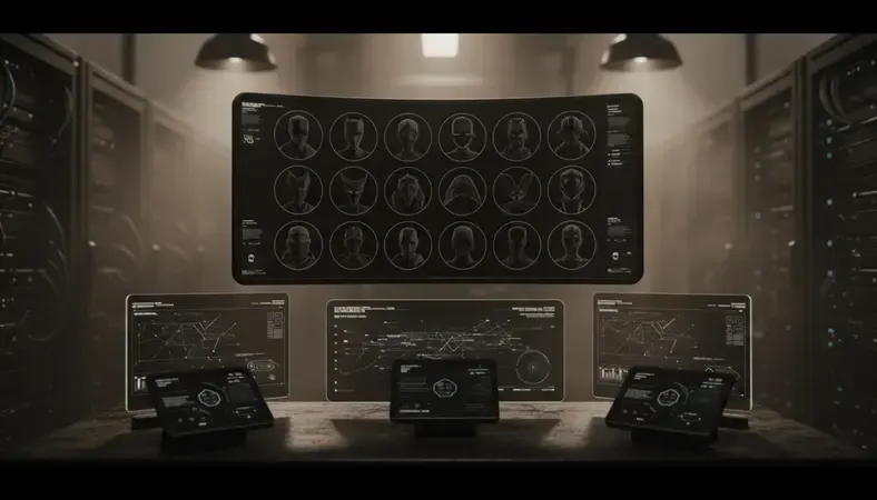 Diverse AI chatbot character avatars on a digital screen showing different personality types and styles