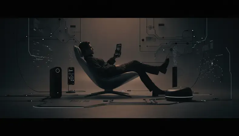 Person relaxing with a smartphone showing an AI chat interface, representing the accessibility and privacy benefits of AI companion chatbots