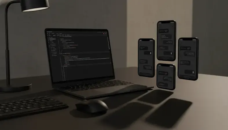 Collage of smartphone screens showing various AI chat app interfaces with conversation bubbles