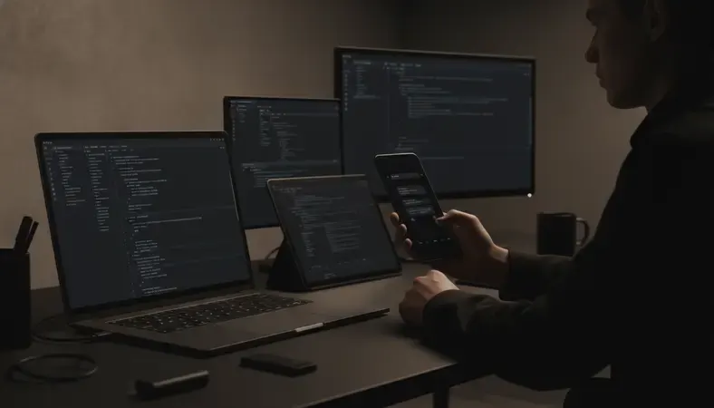A person chatting on a smartphone with an AI companion interface glowing on screen