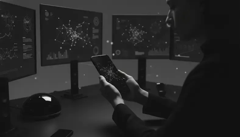 A person chatting on a smartphone with an AI companion interface glowing on screen