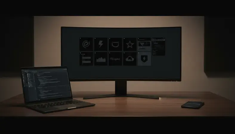Grid of popular free AI chat platform logos and interface screenshots on desktop monitor