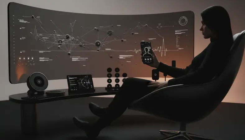 Person chatting on a smartphone with an AI character interface glowing on the screen