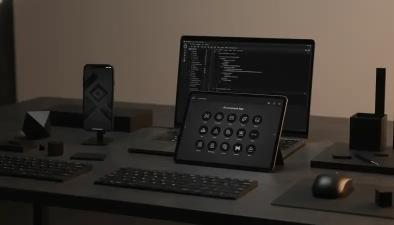 A grid of AI companion app icons and interfaces displayed on a tablet screen
